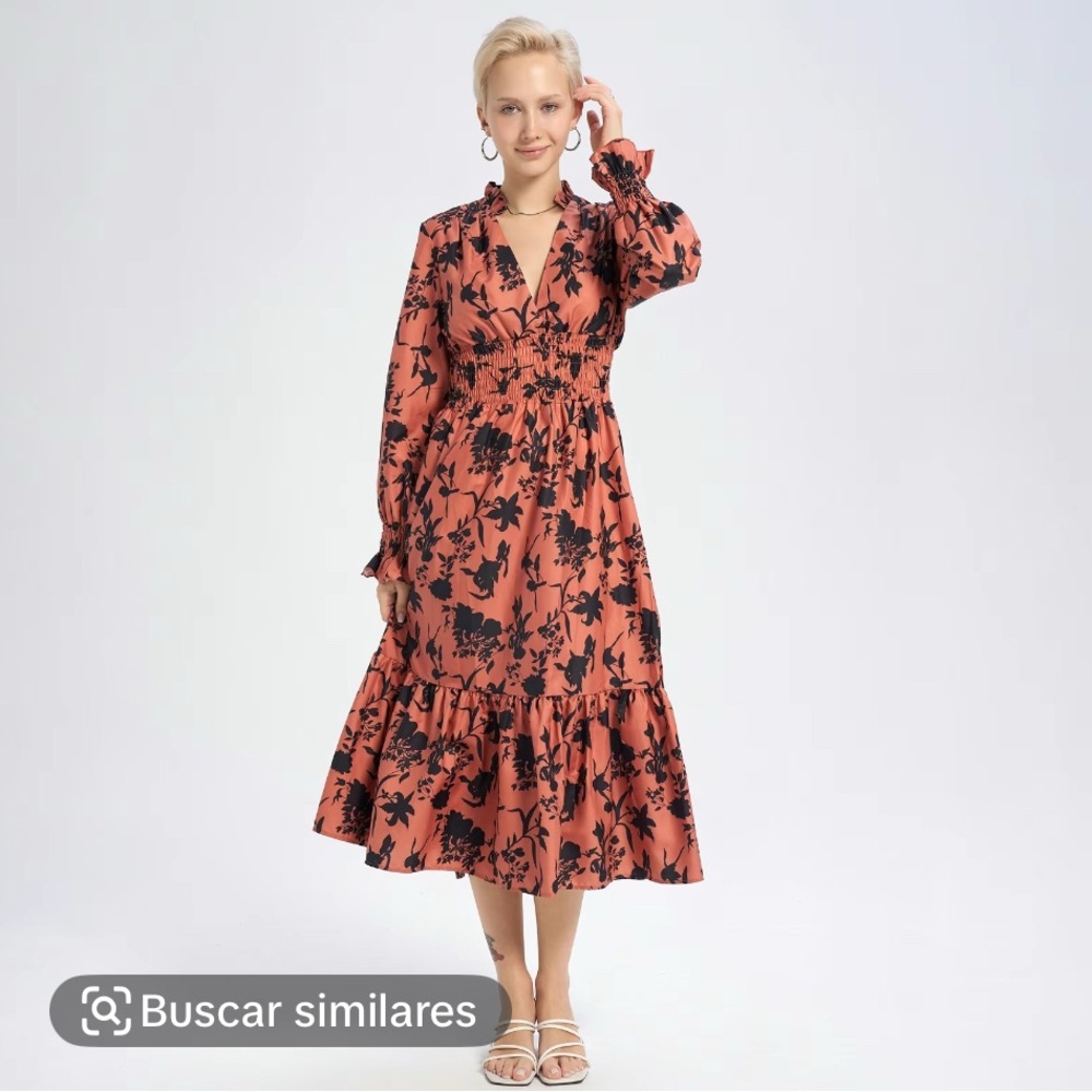 Floral Black and Orange Dress